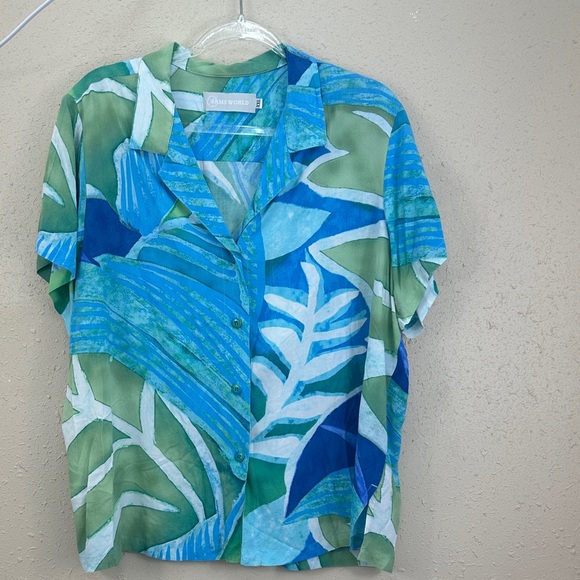 Jams World Other - Jams World Women's XXL "Blue Jay" Hawaiian Shirt Rayon Tropical Button Front